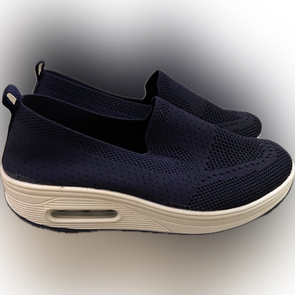 Women's Navy Knit Slip-On Sneakers